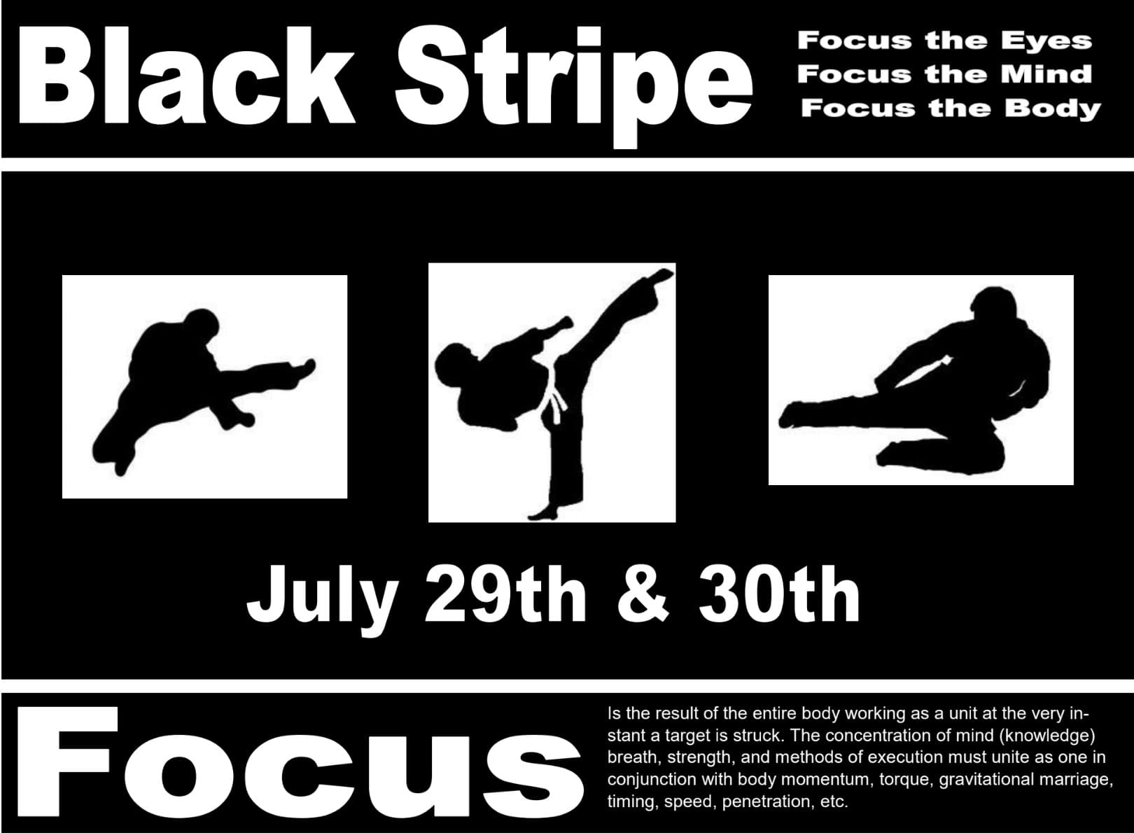 Black Stripe Focus at Diaz Martial Arts on July 29 and 30