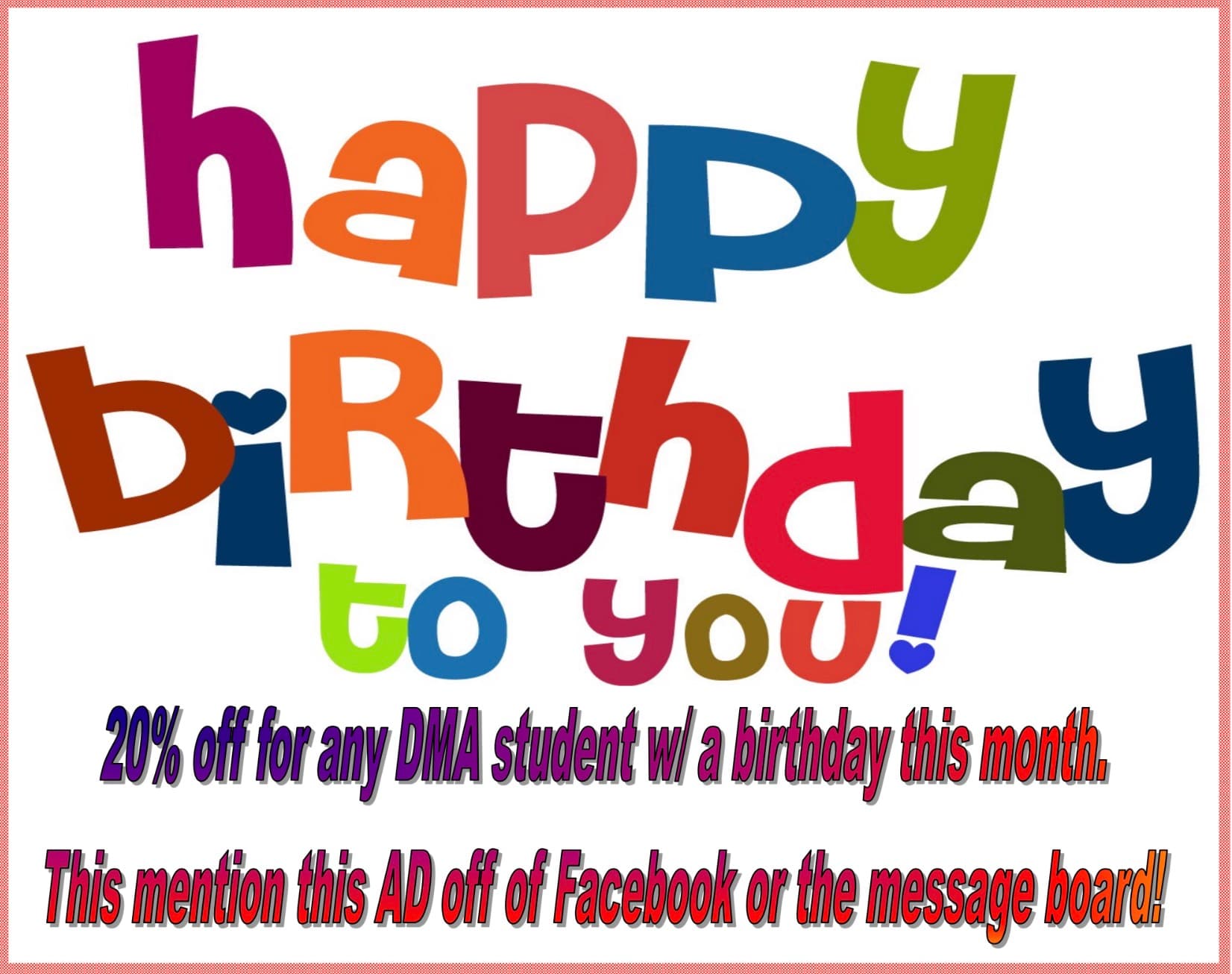 July birthday discount for Diaz Martial Arts students
